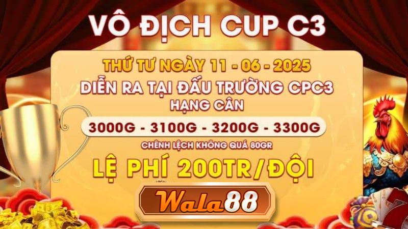 Thông báo giải vô địch cup CPC3 ngày 11/06/2025